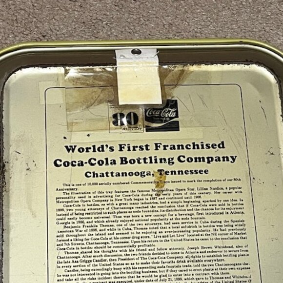 VTG  Coca-Cola Metal Commemorative Tray 80th Anniversary Bottling Co.10.5"x13.2" - Picture 9 of 12